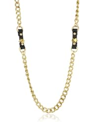Fallon Leather Stud Station Long Necklace