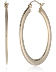 14k Yellow Gold 1.4 x 3.4 High Polish Hoop Earrings
