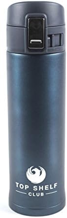 Stainless Steel Commuter Thermos Mug (16 Ounce) Vacuum Insulated 8 Hour Travel Bottle Cup for Hot or Cold Coffee, Tea &amp; Water (Blue) | by Top Shelf Club