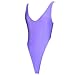 iEFiEL Womens One Piece High Cut Leotard Thong Bodysuit (Purple)
