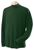 Unisex Sueded Cotton Jersey Mock Turtleneck Shirt, Color: Forest, Size: Large