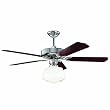 Martha Stewart RFNMS045-102 52-Inch Schoolhouse Ceiling Fan with Black Wood Blades and Gloss Milk Glass Shades, Polished Nickel