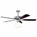Martha Stewart RFNMS045-102 52-Inch Schoolhouse Ceiling Fan with Black Wood Blades and Gloss Milk Glass Shades, Polished Nickel