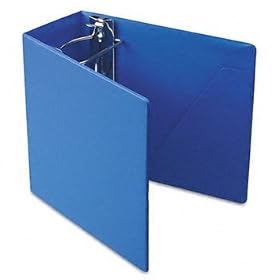 Heavyweight Vinyl SlantD Ring Binder With Finger Hole 5 Capacity Blue