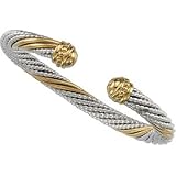 Clevereve's Sterling Silver & 14K Yellow Gold 06.75 mm Cable Bracelet