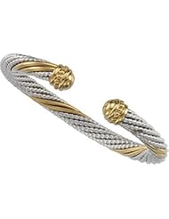 Clevereves Sterling Silver & 14K Yellow Gold 06.75 mm Cable Bracelet