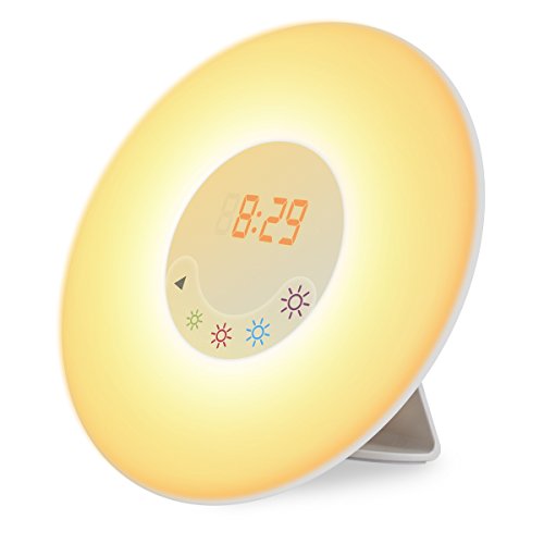 Wake-up Light, Morning Sunrise Simulation Alarm Clock with FM Radio Sounds, Colored Sunrise Simulation