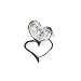 Lab Diamond .925 Fine Sterling Silver Double Heart Pendant Necklace with Rhdoium Plated on delicate sterling silver chain.