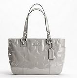 Coach Embossed Patent Leather Large Gallery E/W Tote Bag 17729 Grey