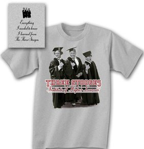 Three 3 Stooges HIGHER LEARNING Adult T-shirt