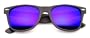 Lunettes de Soleil Style Wayfarer Retro Vintage 80's - Monture Noir Mate - Verres Effet Miroir Violet - Collection Homme & Femme - Fashion Tendance