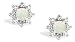 14K White Gold Genuine Round Opal and Diamond Star Earrings