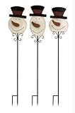 Set of 3 Frosty Friends Rustic Metal Christmas Snowman Yard Stakes 55