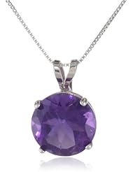 10k Gold Round Gemstone Pendant Necklace (8mm)