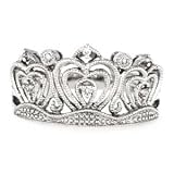14k White Gold, Diamond Triple Heart Crown Ring (0.12 ctw)