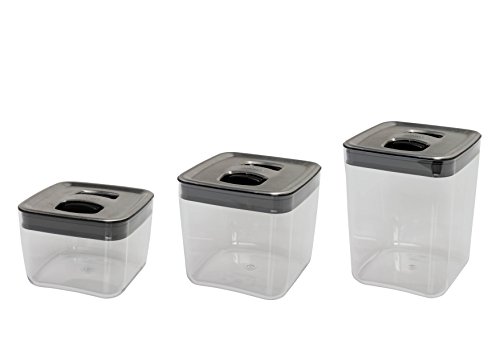 Click Clack Cube Storage Containers with Stainless Steel Lids, Set of 3
