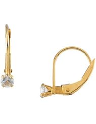 White Topaz Earrings - April Birthstone - in 14kt Yellow Gold - Lever Backs