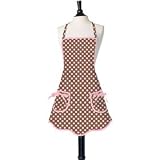 Jessie Steele Ava Bib Apron, Brown and Pink Polka Dot