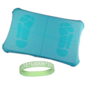 Nintendo Wii Fit BLUE Silicone Skin Cover With Foot Print Plus A Live*Laugh*Love Wrist Band!!!