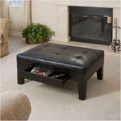 Chatham Brown Leather Storage Ottoman (Brown) (40
