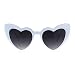 Womens Plastic Cat Eye Heart Shape Hippie Party Shade Sunglasses (White, 50)