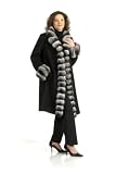 100% 17 Ounce Loro Piana Cashmere Straight Body 7/8 Coat w/Natural Chinchilla Tuxedo & Cuffs USA Made