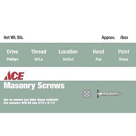 ACE MASONRY SCREWS Slotted hex head