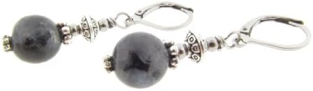 Orchid Cove Handcrafted Norwegian Larvikite Earrings with Stainless Steel Leverback Earwires