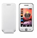 Samsung GT S5230 Star – Etui Tasche Akkudeckel mit Lederklappe *Spezielle Anfertigung* fuer S5230 (Original Samsung) *WEISS*
