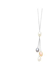 14K White Gold Multicolor Cultured Pearl Necklace 16"