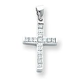 14k White Gold Diamond Cross Pendant