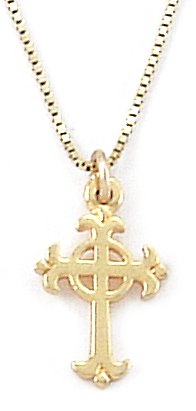 14k Yellow Gold Small Celtic Cross Pendant by Bob Siemon, 18