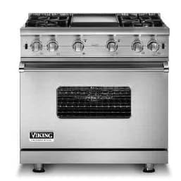 VGCC536-4G Viking 36″ Sealed Burner Gas Range with 4 Burners and Griddle – Stainless Steel