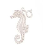 Sterling Silver 16 Figaro Chain Necklace with Charm Sea Horse and Clasp