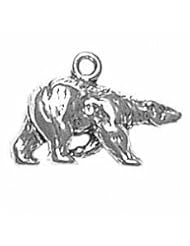 Sterling Silver 18" .8mm Wide Box Chain Necklace With 3D Walking Polar Bear Animal Pendant