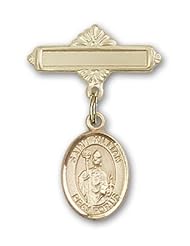 Gold Filled Baby Badge with St. Kilian Charm and Polished Badge Pin