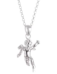 VINANI brand Germany 925 Sterling Silver Women Pendant big Angel with Cable Link Chain Necklace AGE-T