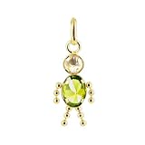 10 KT Yellow Gold Boy Oval Peridot CZ Pendant Charm