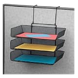 Fellowes Mfg. Co. Products - File Tray, Side Load, 3-Tier, Partition/Wall Mount, Black - Sold as 1 EA - Organize papers, files and more with these Triple Side-Loading Trays that save desk space by hanging from cubicle wall. Tray offers a 2 capacity. Mesh and wire construction gives this partition addition a professional and modern look. Mesh triple file pocket measures 17-7/8 in height for a partition mount and 11-7/8 in height for wall mount.