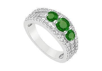 Fine Jewelry Vault 6303149 Emerald and Diamond Engagement Ring- 14K White Gold- 2.25 CT TGW- Ring Size 5.5
