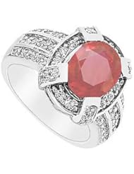 Ruby and Diamond Ring 14K White Gold - 3.75 CT TGW