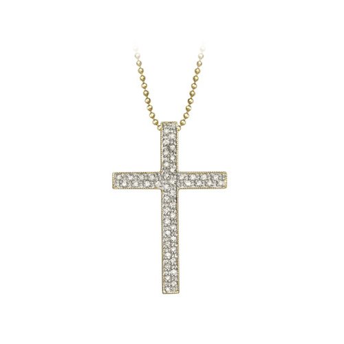 14K Yellow Gold 1 5 ct. Diamond Cross Pendant with Chain
