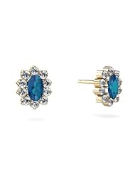 Genuine London Blue Topaz 14kt Yellow Gold Earrings