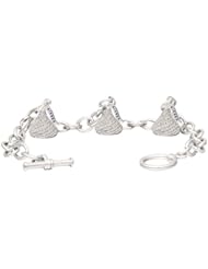 Hersheys Kiss Jewelry 14KT Small 3D Shaped Bracelet with Three Diamond Hersheys Kiss 1.50CT Charms