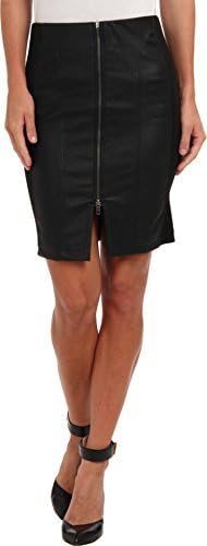 Tbags Los Angeles Women's Zip Front Faux Leather Pencil Skirt Coal Skirt XS