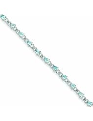 Genuine .925 Sterling Silver Aquamarine And Diamond Bracelet 4.6 Grams . 100% Satisfaction Guaranteed.
