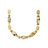 Sterling Silver Fresh Water Pearl, Fossil Jasper and Fancy Feldspar Necklace - 17''
