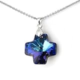 31%2BoeQFOadL. SL160  Sterling Silver Jewelry: CandyGem 925 Sterling Silver Genuine 1.5 inch Large Dark Blue Crystal Cross Pendant by Swarovski Elements with free 18inch Sterling Silver Chain. Free Gift Box.