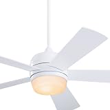 Emerson Fans CF930WW 52 Atomical Contemporary Outdoor White Ceiling Fan w/ Light & Wall Ctrl