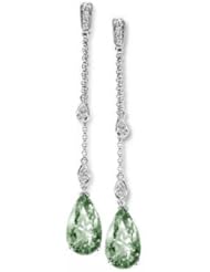 2.61Ct Pear Cut Amethyst & Diamond Hanging Earrings 18k Gold